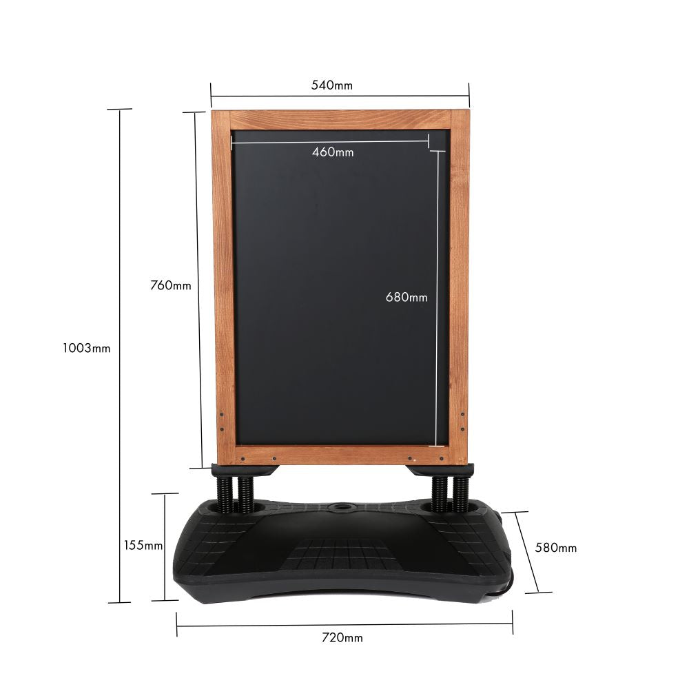 Kundenstopper WindPro WOOD - Mit magnethaftender Kreidetafel