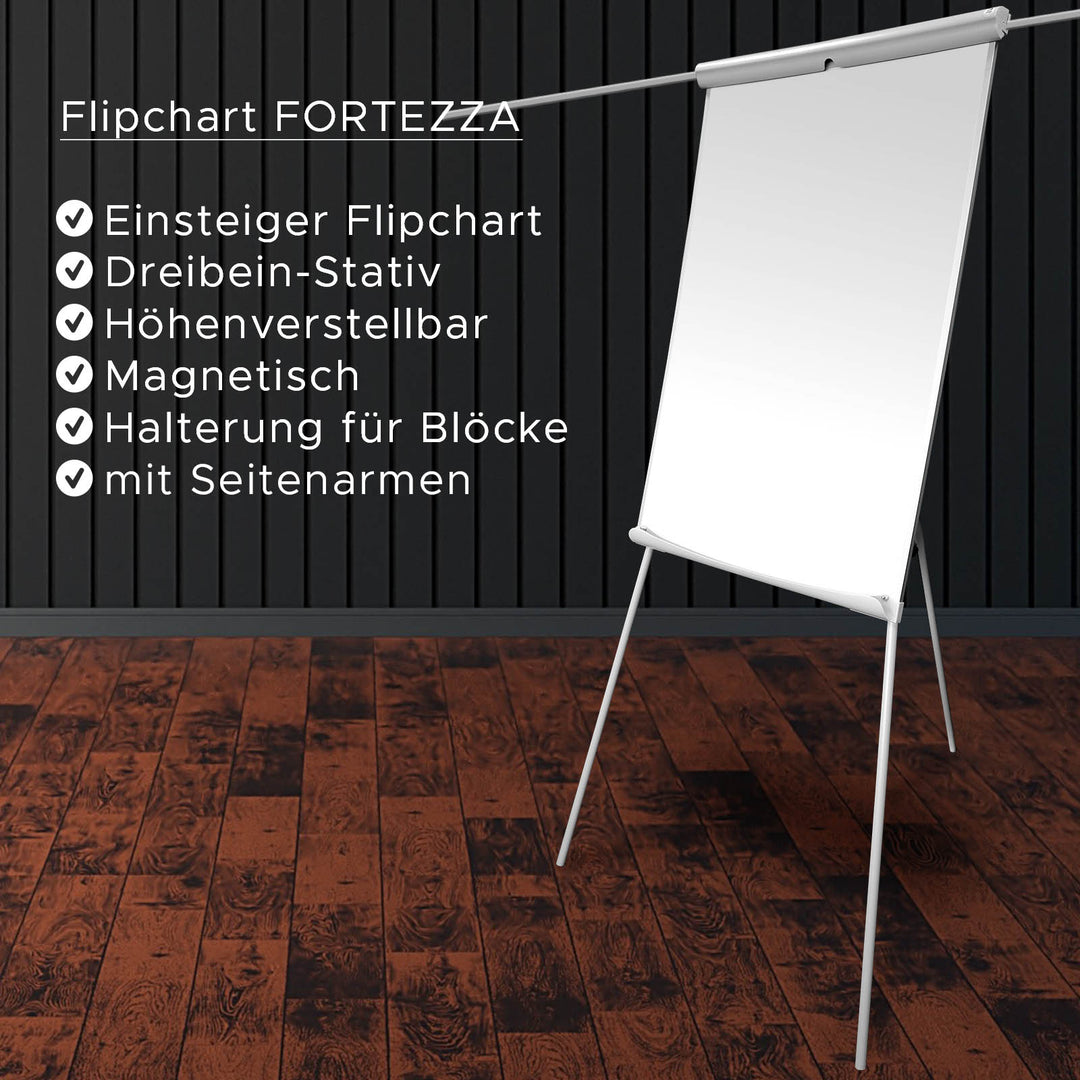 Whiteboard Flipchart FORTEZZA PRO - mit Seitenarmen
